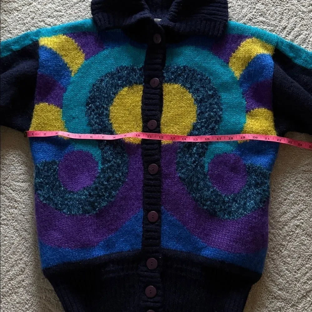 Van Gough Wool Mohair blend  Colorful Women's Sweater with Button-Up Design